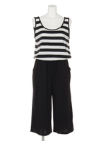 【ANAP】太ボーダー配色オールインワン/BK