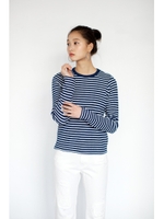 【AZUL by moussy】ワッフルボーダー長袖プルオーバー/柄NVY