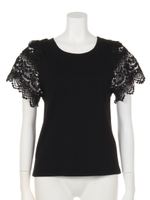 【mystic】スパンテレコ袖レースT/GRY