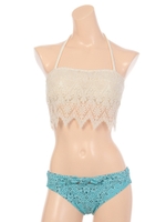 【nuckle market】BohoChicレース×バンダナプリントバンドゥビキニワイヤー入り水着/レッド