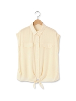 スパンサテンシャツ/カーキ(027)