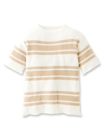 ボーダーボートネックニット/ライトベージュ(351)