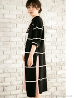 ボーダーマキシカーデ/Black
