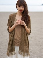 リネンニット 透かし編み トッパーXタンクトップSet/カーキ