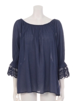 Cクレープ袖レース/カーキ