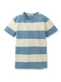 INDIGO ワイドボーダーTシャツ/ブルー系(095)