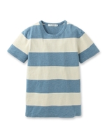 INDIGO ワイドボーダーTシャツ/ブルー系(095)