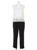 【ANAP】フラワーレーストップス+トラウザーパンツ SET UP/WH