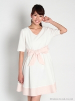 【MACOコラボ】ストライプ切替ワンピース/オフホワイト