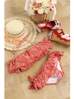 ギンガムフラワー水着/ブラック