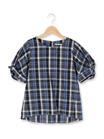 ツイストスリーブチェックシャツ/ブラック(219)