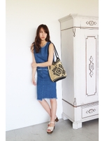 フリンジデニムブラウス/ネイビー(120)