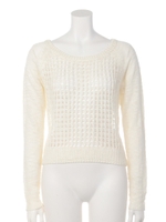 身頃透かし編みニットPO/WHT