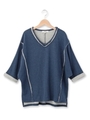 Vネック裏毛プルオーバー/ブルー(092)