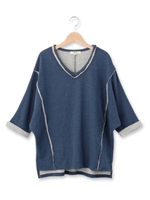 Vネック裏毛プルオーバー/ブルー(092)