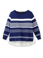 【VERY4月号掲載】ボーダー柄X裾レースコットンニット/キャメル(341)