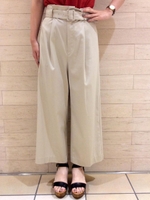 ウエストベルト付ワイドパンツ/ブルー