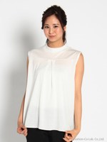 スタンドカラーノースリトップス/ホワイト