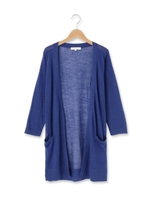 リネン混七分袖ニットカーディガン/オフホワイト(003)