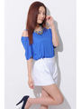 肩開きカットTOP/BLUE