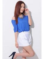 肩開きカットTOP/BLUE