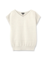 麻混コンパクトVネックプルオーバー/キャメル(041)