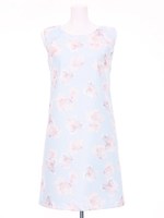 【1stline】肩オーガンジー切替花柄ワンピース/グレー