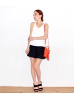 【ANAP】ジョーゼットショートパンツセットアップ/ホワイト/ブラック(058)