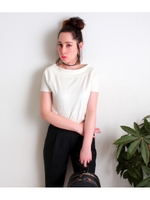 【ANAP】シンプルテレコボートネックトップス/オフホワイト(002)