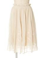 【an another angelus】シーモチーフ刺繍フレアーギャザースカート/OFFWHITE