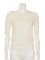 １２Ｇリブ切替肩ボタン半袖プルオーバー/ベージュ