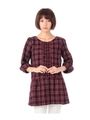 オータムチェック柄チュニックシャツ/ボルドー(264)