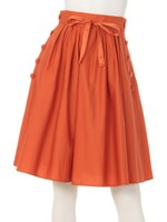 サイド釦スカート(ターコイズ/オレンジ)/オレンジ