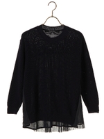 バックチュールプリーツニット/オフホワイト