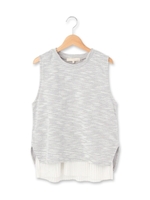 プリーツレイヤード風タンクトップ/グレー(012)