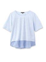 ボーダー異素材プルオーバー/ライトオレンジ(366)