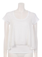 レースキャミ付ＵネックＴシャツ/オフホワイト