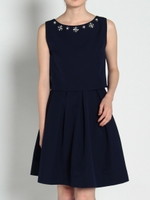 2WAYビジューネックセットアップ/ネイビー