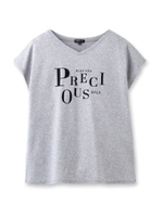 [L]コットンスムースロゴTシャツ/ライトグレー(911)