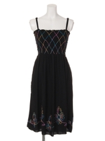 【anap mimpi】レインボーステッチキャミワンピース/BK