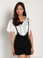 ショートサロペットパンツ/ホワイト