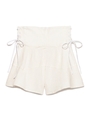 レースアップデニムショートパンツ/WHT