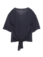 [Balcony and Bed]Vネック裾結びTシャツ/IVR