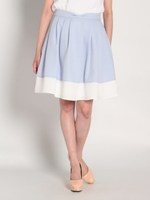 お嬢様バイカラ―スカート/ライトブルー