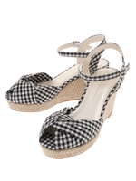 ギンガムチェックウェッジサンダル/ブラック