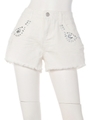 デニムビジュー付きショートパンツ/ホワイト