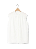 バンドカラーノースリーブブラウス/ホワイト系(002)