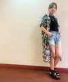 ボタニカル柄シャツワンピース