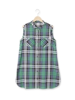 マドラスチェックロングシャツ/イエローグリーン(225)