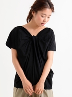 2WAYツイストギャザープルオーバー/ブラック